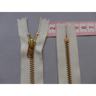 Reißverschluss beige 12cm YKK METALL vermessingt 5 Stück