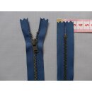 Reißverschluss mittelblau 5 Stück 12cm YKK METALL altmessing