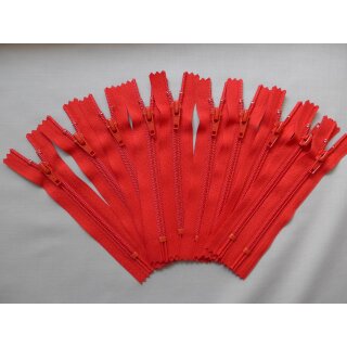 Reißverschluss rot Kunststoff 10 Stück 14cm YKK