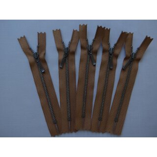 Reißverschluss braunfarben 5 Stück 12cm YKK METALL anthrazit