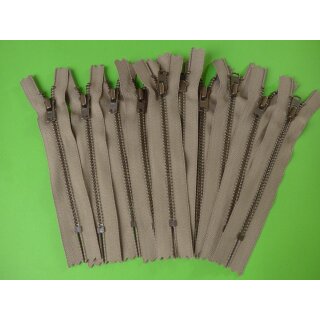 Reißverschluss beige Metall 10 Stück 12cm lang