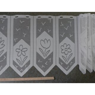 Scheibengardinenstoff Blumenmuster Muster in weiß 45cm hoch