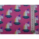 Baumwolljersey Rainbow Unicorn in pink