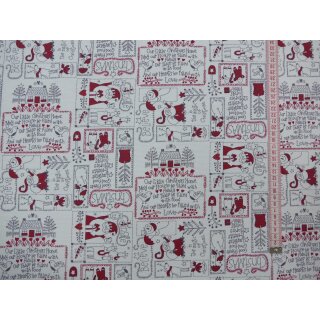 Dekostoff Believe in Christmas weiß rot 139cm breit