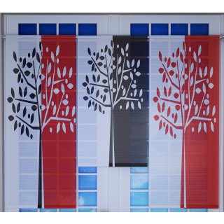 Miniflächen-Set rot schwarz weiß mit Baum Scheibengardine