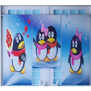 Miniflächen-Set Pinguine Herzchen Schleifen Scheibengardine
