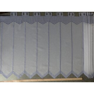 Scheibengardinenstoff karo blau bestickt Voile 60cm hoch