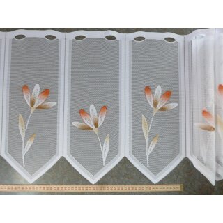 Scheibengardinenstoff terra beige Blüten Blumen 44cm hoch