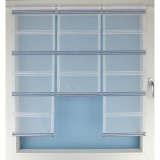 Miniflächen-Set Organza blau quer gestreift Scheibengardine