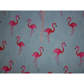 Dekostoff Flamingo pink Gardinen Vorhangstoff  blau meliert