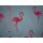 Dekostoff Flamingo pink Gardinen Vorhangstoff  blau meliert