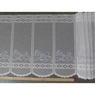 Scheibengardinenstoff Blüten Blumen blau bedruckt 44cm hoch