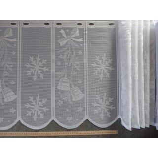 Scheibengardinenstoff Eiskristalle Weihnachtglocke 50cm hoch