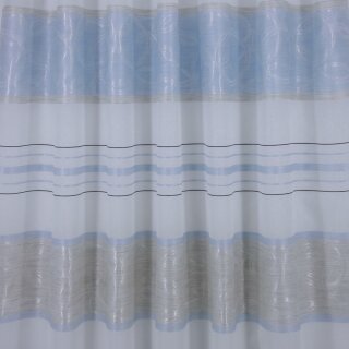 Gardinen Dekostoff hellblau Bubble weiß Quergestreift 150cm breit