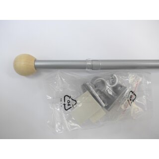 Cafe-Vorhangstange 85-135cm chrom matt mit Holzkugel