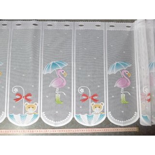 Scheibengardinenstoff Flamingo Bärchen bedruckt 49cm hoch