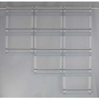 Miniflächen-Set rauchblau grau gestreift Scheibengardine