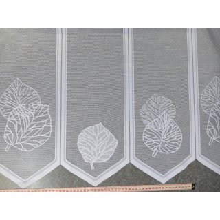 Scheibengardinenstoff Blätter und Muster weiß 90cm hoch