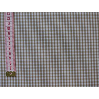 Baumwollstoff beige weiß 3mm kariert durchgewebt