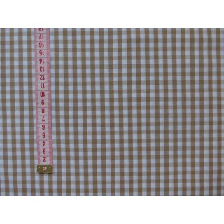 Baumwollstoff beige weiß 5mm kariert durchgewebt