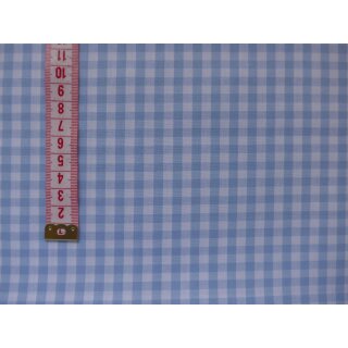 Reststück Baumwollstoff hellblau weiß 5mm kariert durchgewebt 85x145cm