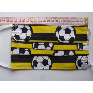 Gesichtsmaske gelb mit Fußball zweilagigem Baumwollstoff