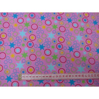 Reststück 80x150cm Sterne Kreise rosa Baumwollstoff