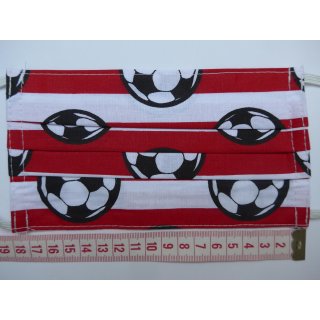 Gesichtsmaske rot mit Fußball zweilagigem Baumwollstoff