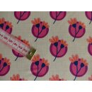 Baumwollstoff Kreise Blumen in pink orange Meterware