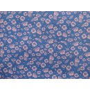 Baumwollstoff rauchblau Streublümchen rosa Baumwolldruck