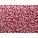 Baumwollstoff rot mit Blumen weiß Baumwolldruck