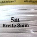 Gummiband Flachgummi 5 Meter Gummilitze weiß 8mm breit