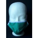 Gesichtsmaske grün eingefasst mit Faltgummi weiß