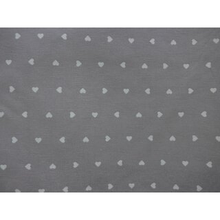Dekostoff grau kleine Herzen 140cm breit Tischdeckenstoff