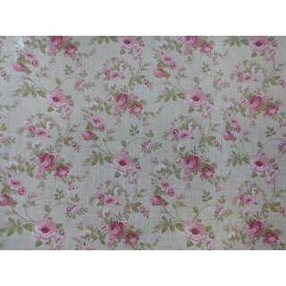 Dekostoff beige meliert mit Blumen 140cm breit