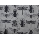 Baumwollstoff Insekten schwarz weiß Baumwolldruck