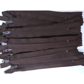 Reißverschluss dunkelbraun 14cm Kunststoff nicht teilbar 20 Stück
