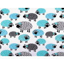 Reststück 60x160cm Schafe türkis blau...
