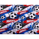 Fußball blau grau rot Baumwollstoff