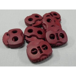 Kordelstopper 2-Loch 20x20mm Weinrot