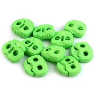 Kordelstopper 2-Loch 20x20mm Neon Grün