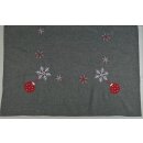 Mitteldecke Weihnachtskugel Schneeflocken anthrazit rot 85x85cm