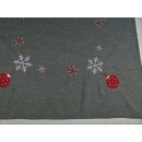 Mitteldecke Weihnachtskugel Schneeflocken anthrazit rot 85x85cm