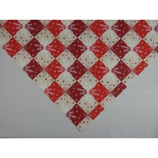 Mitteldecke kariert Schneeflocken natur rot 77x77cm