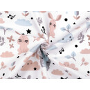 Igel Hase blau beige weiß Baumwollstoff