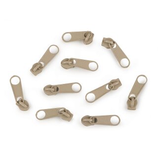 Zipper beige nonlock für Reißverschluss Spirale 3mm