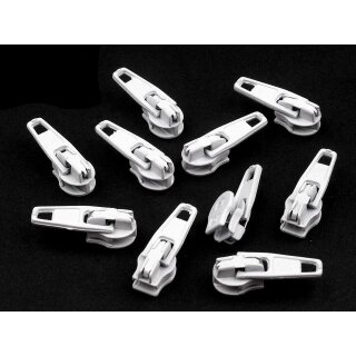 Zipper weiß autolock für Reißverschluss Spirale 3mm