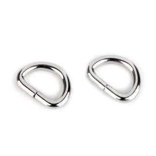 D-Ringe 15mm Metall ungeschweißt silberfarben vernickelt