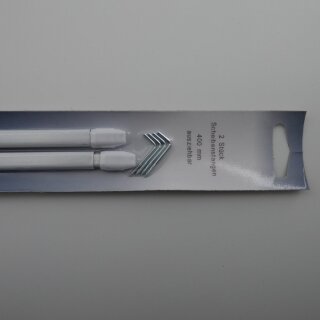 2 Scheibengardinenstange 40cm weiß im Blister mit Pl-Endkopf