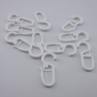 10 Stück Faltenleghaken für Ringe 28mm weiß